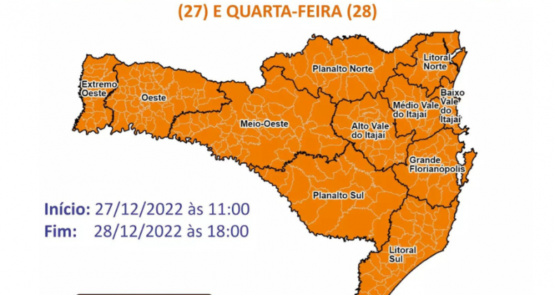 Com máxima de 36 °C, Oeste de SC deve ter temporais.