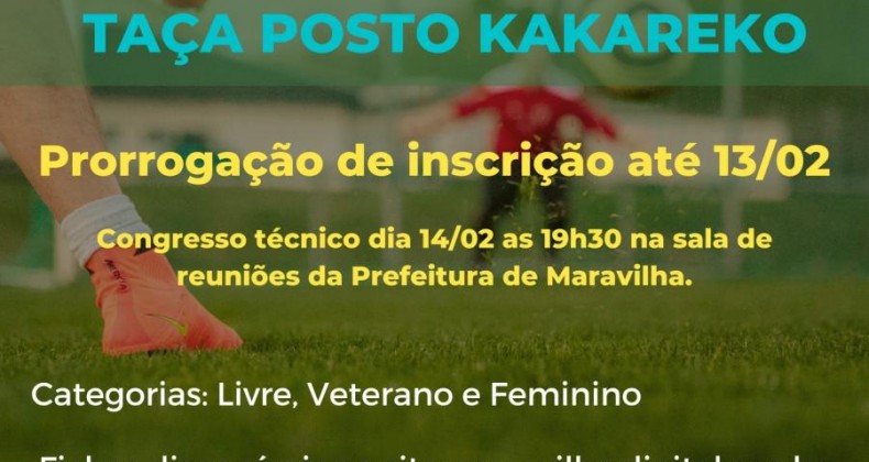 Prorrogadas as inscrições Campeonato do Futebol Sete Edição 2023.