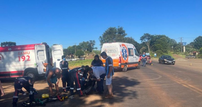 Acidente entre carro e moto é registrado na BR 282.