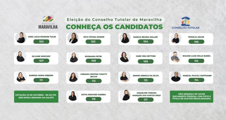 Eleições do Conselho Tutelar acontecem no próximo domingo, 1º de outubro.