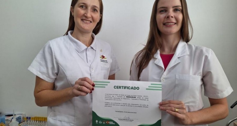 Maravilha recebe Certificado na eficácia do Tratamento e Prevenção da Tuberculose.